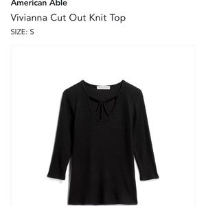 American Able Vivianna cut out knit top soft black shirt small